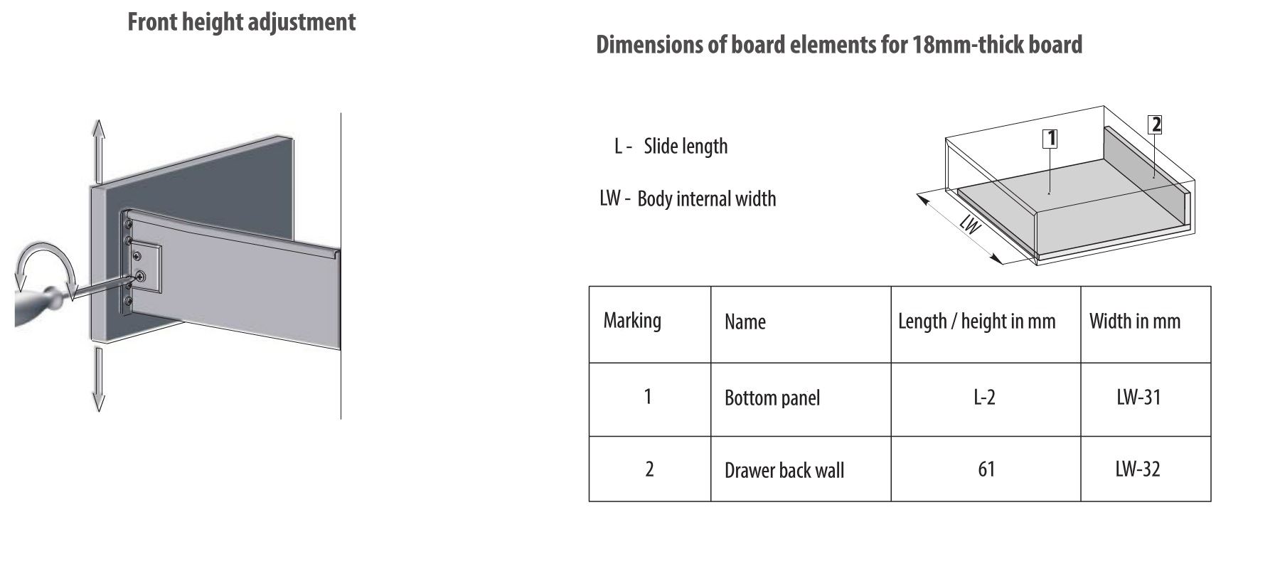 400mm White Metal Sided Drawer RunnersMetaboxTwo Heights Available