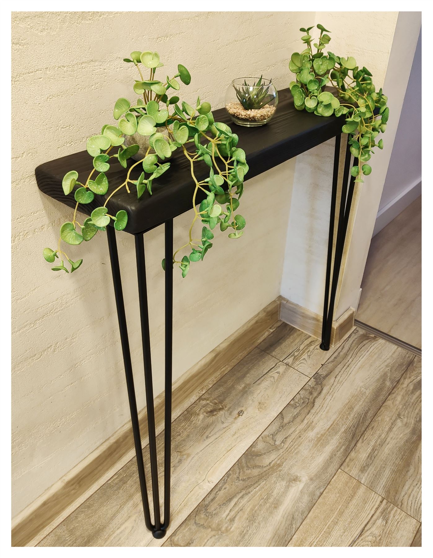 Rustic Console Table Radiator 145mm Hairpin 3R 860mm Black Ash - Picture 18 of 52
