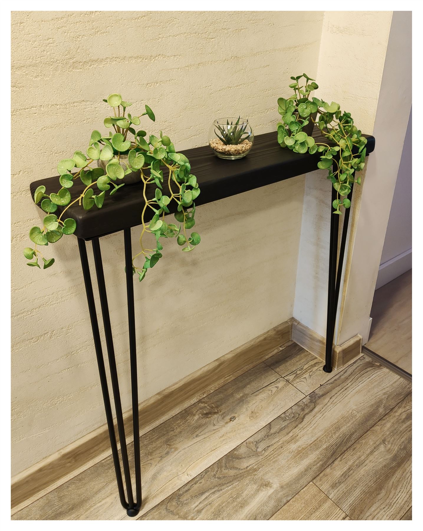 Rustic Console Table Radiator 145mm Hairpin 3R 860mm Black Ash - Picture 25 of 52