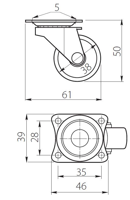 8 x Casters Rubber Plastic Swivel Castor Wheels Furniture Trolley All
