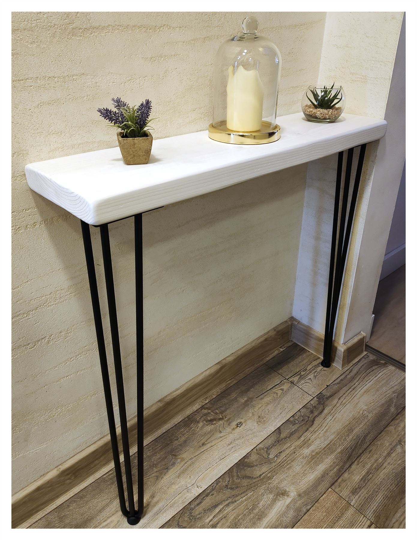 Rustic Console Table Radiator 175mm Hairpin 3R 860mm White - Picture 25 of 51