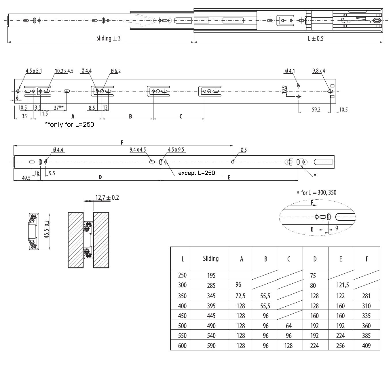 Pair Drawer Runners Groove Ball Bearing H 17 27 35 45 mm Soft Close