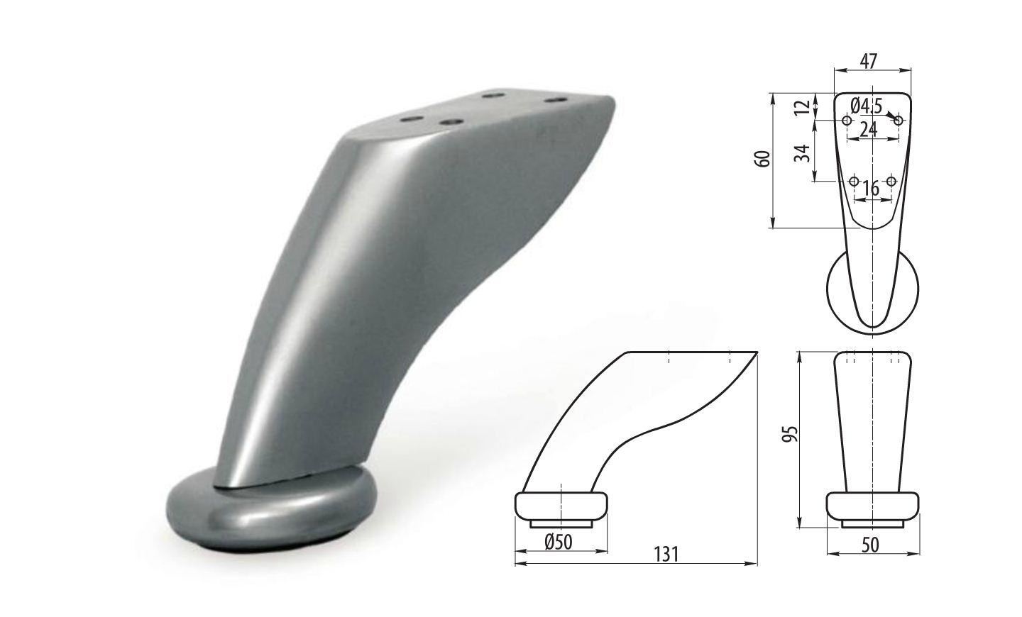 Chrome Aluminium Feet Plinth Legs sofa beds cupboard furniture