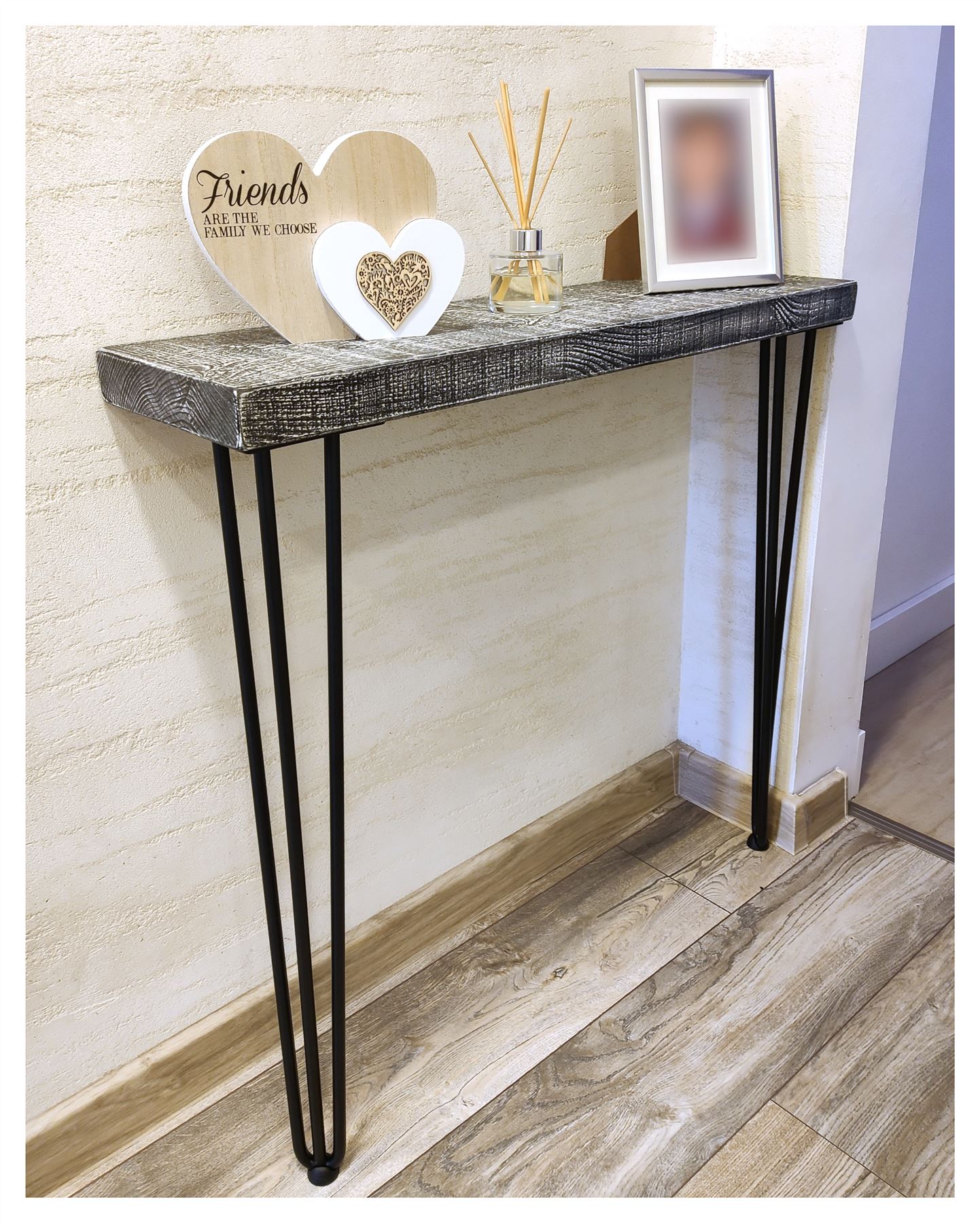 Rustic Console Table Radiator 145mm Hairpin 3R 860mm Monochrome - Picture 33 of 52