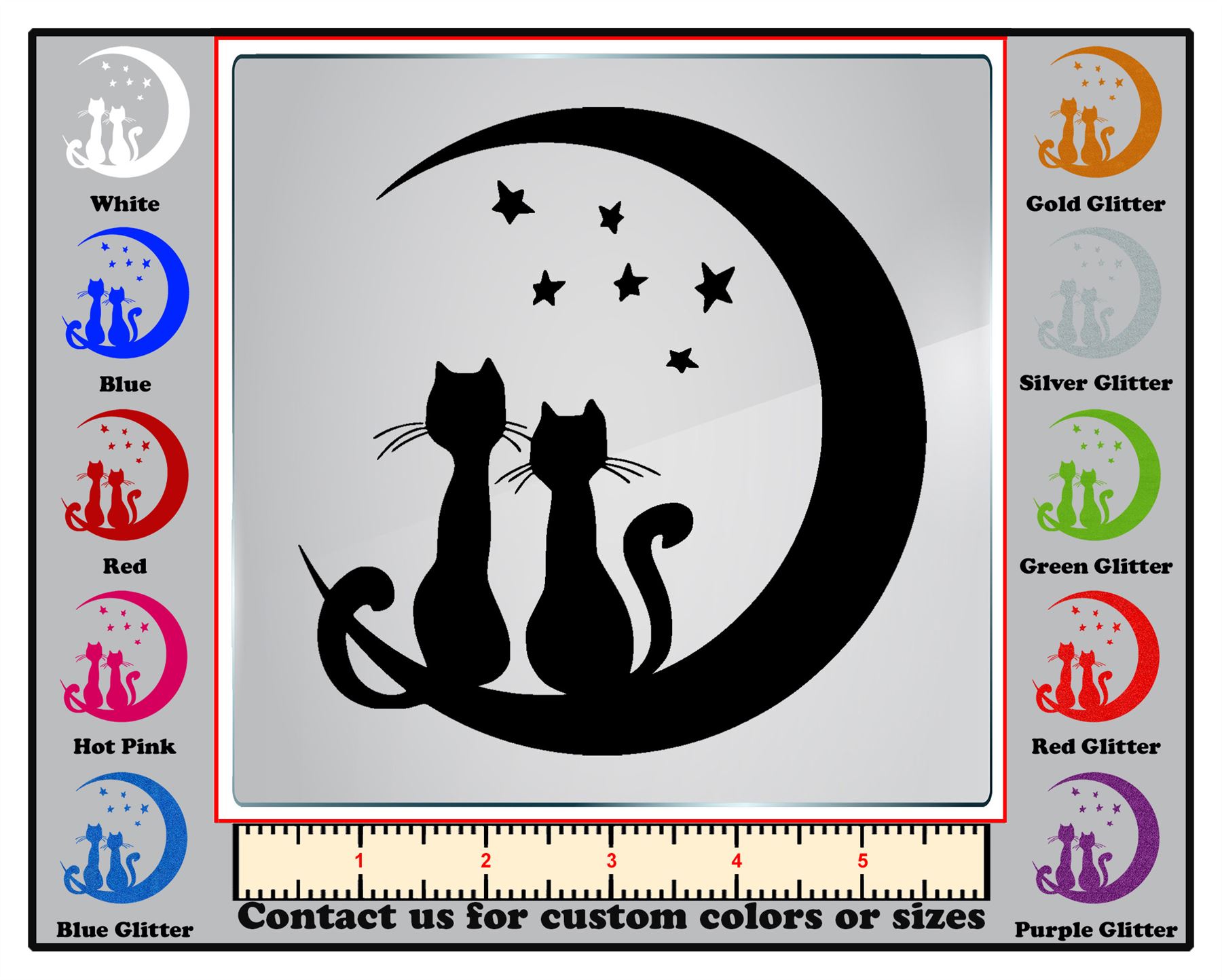Wall DecalDoggy Cats silhouette in the moon Vinyl Decal Car