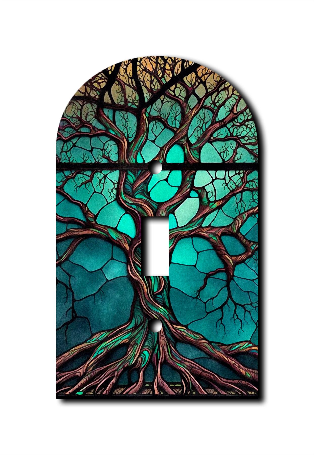 Placa de pared de árbol de aspecto de vitral interruptor paleta salida balancín cubierta placas de pared - Imagen 7 de 12