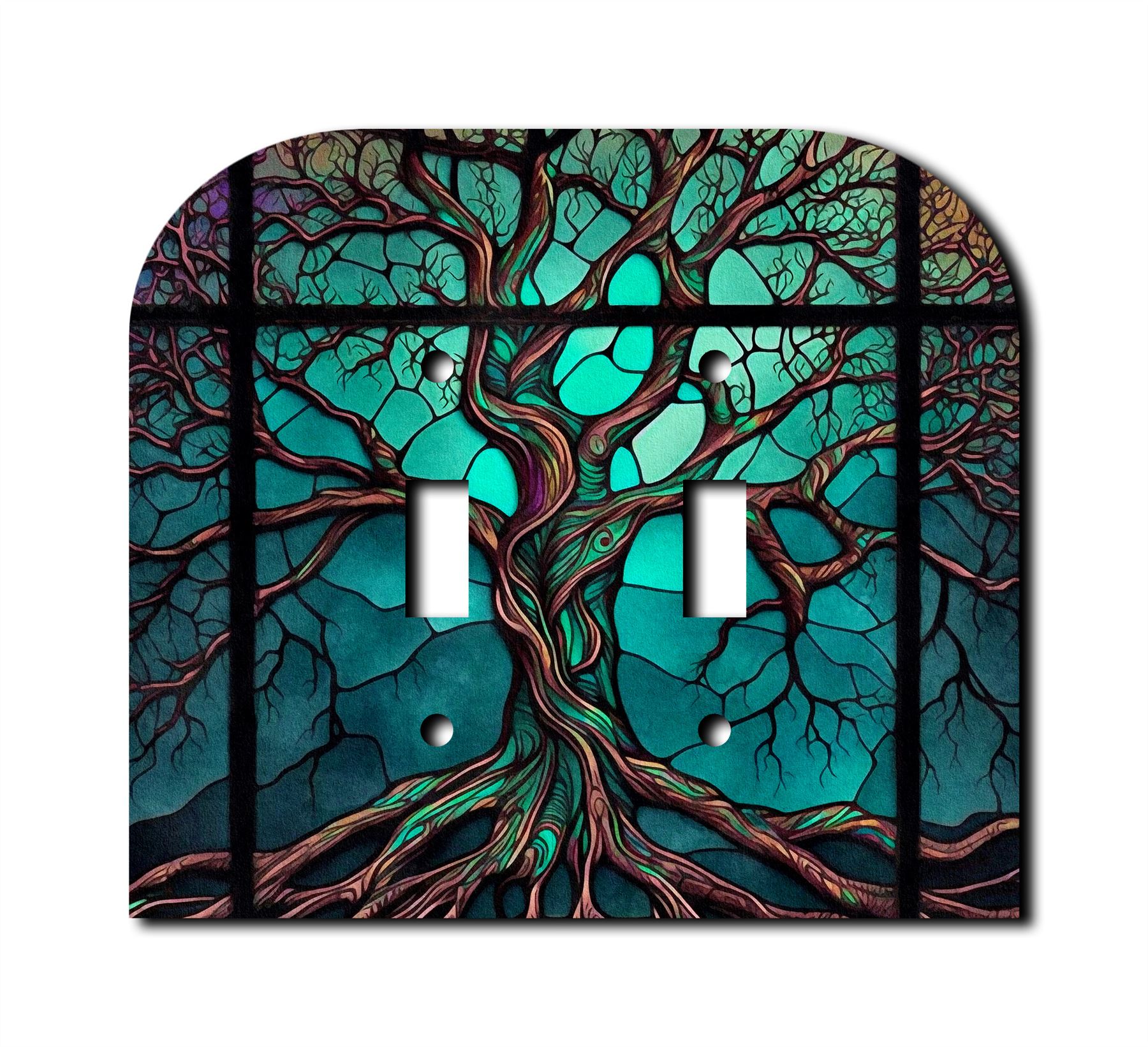 Placa de pared de árbol de aspecto de vitral interruptor paleta salida balancín cubierta placas de pared - Imagen 3 de 12