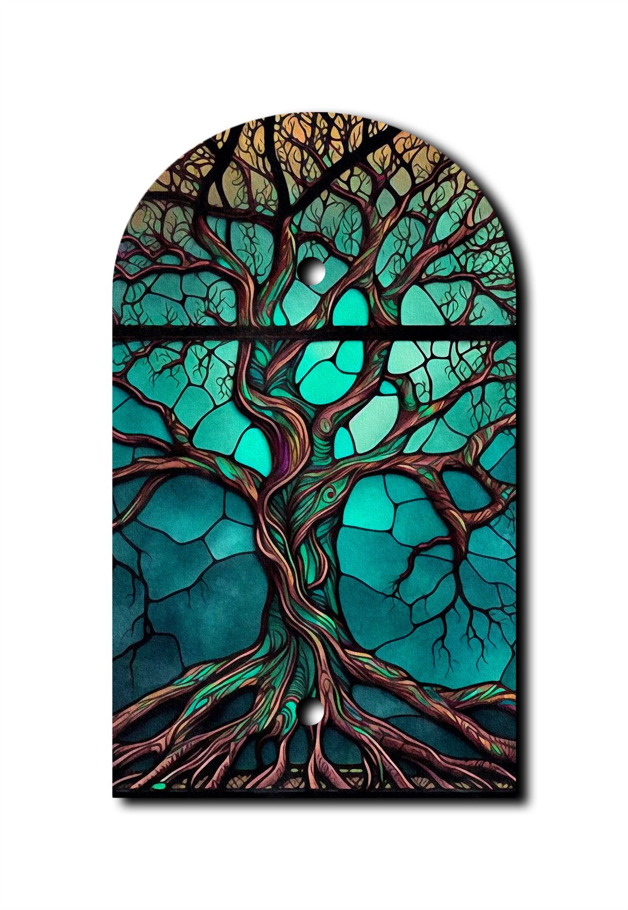 Placa de pared de árbol de aspecto de vitral interruptor paleta salida balancín cubierta placas de pared - Imagen 6 de 12
