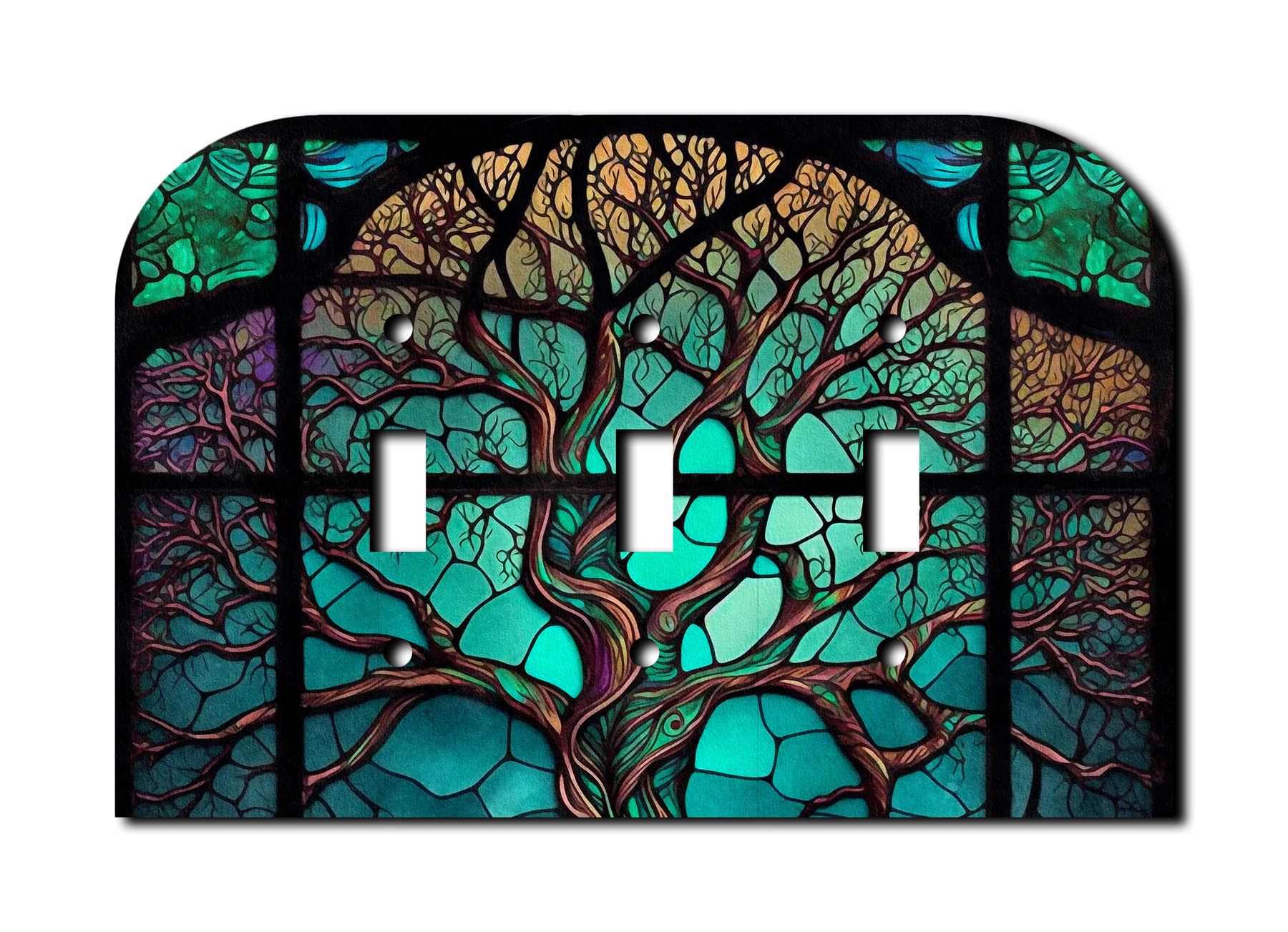 Placa de pared de árbol de aspecto de vitral interruptor paleta salida balancín cubierta placas de pared - Imagen 11 de 12