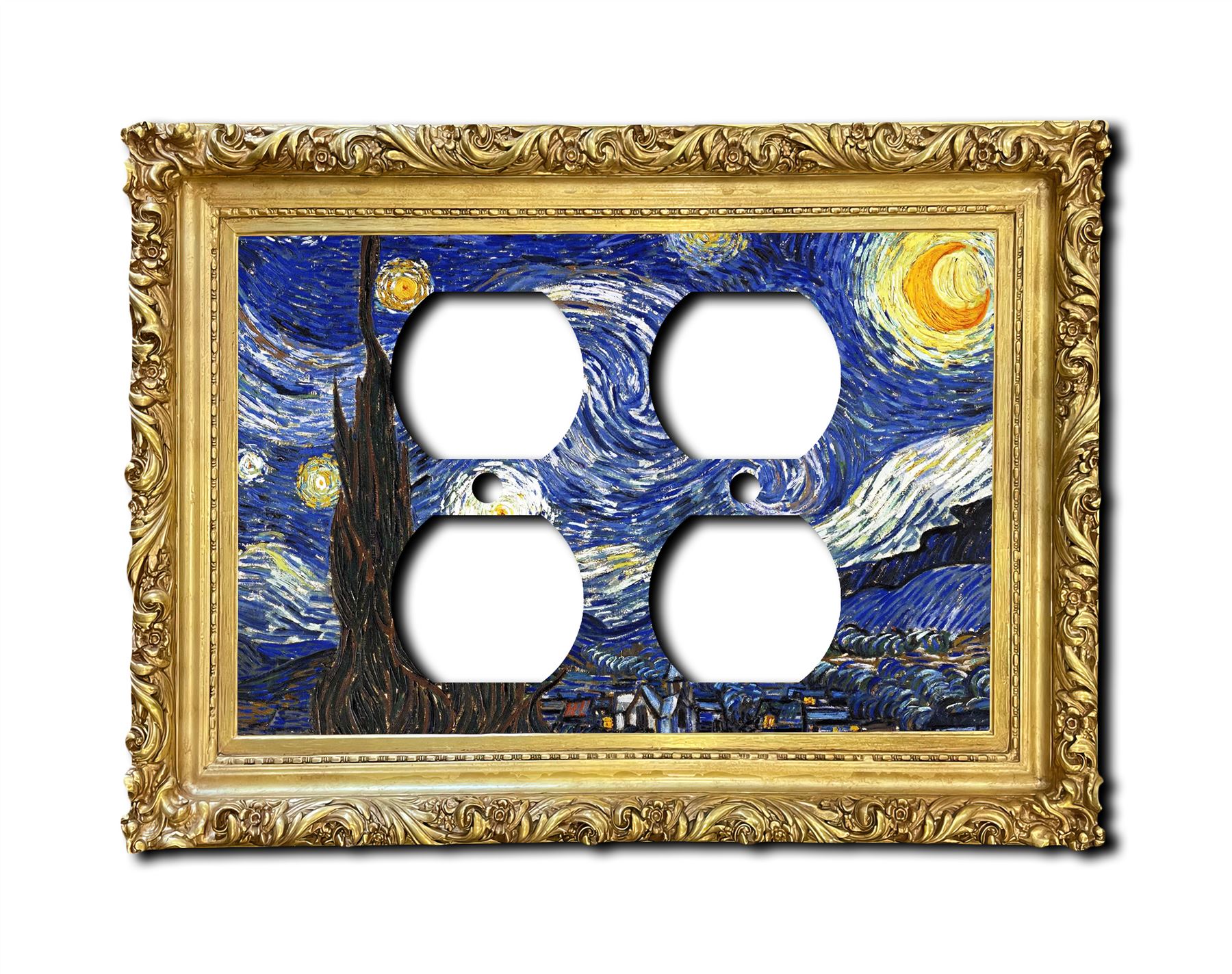Interruptor de placa de pared de pintura de noche estrellada placa de pared salida cubierta basculante 1 2 3 velocidades - Imagen 4 de 12