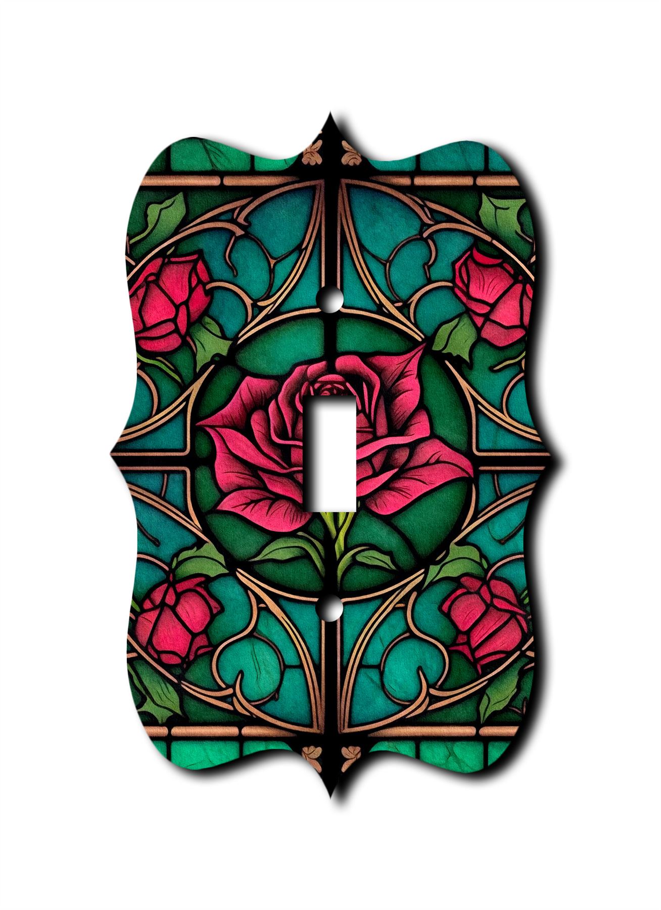 Stained Glass Look Rose Wall Plate Switch Paddle Outlet Rocker Cover Wallplates - Picture 7 of 12