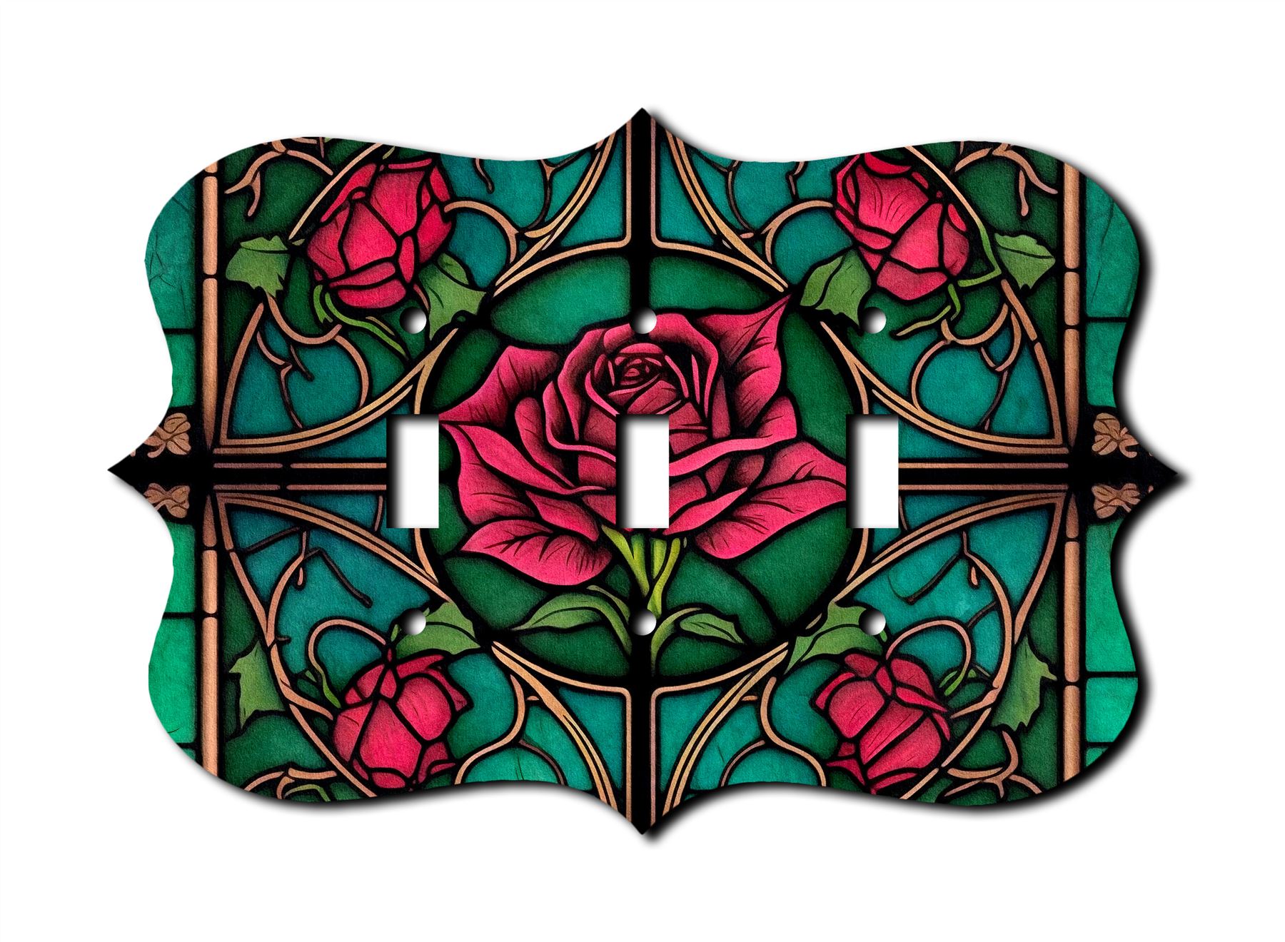 Stained Glass Look Rose Wall Plate Switch Paddle Outlet Rocker Cover Wallplates - Picture 11 of 12