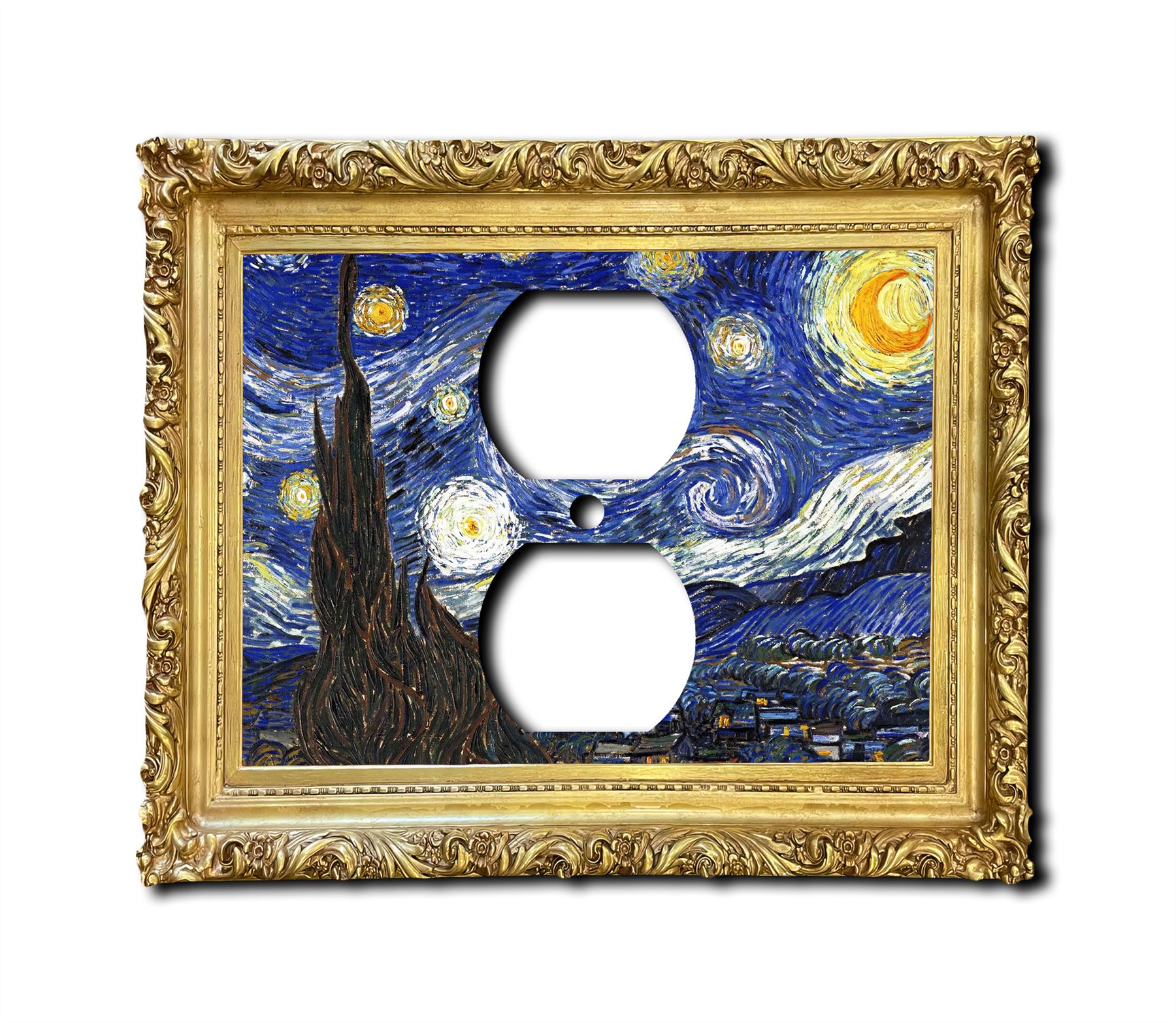 Interruptor de placa de pared de pintura de noche estrellada placa de pared salida cubierta basculante 1 2 3 velocidades - Imagen 8 de 12