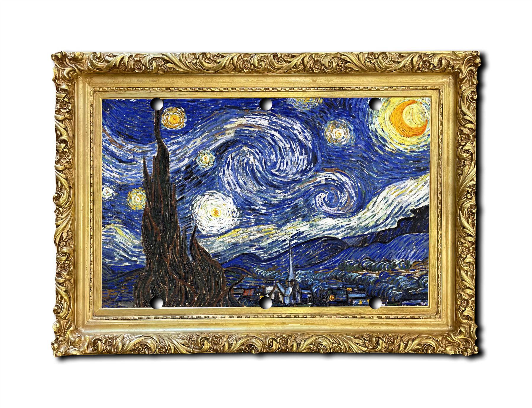Interruptor de placa de pared de pintura de noche estrellada placa de pared salida cubierta basculante 1 2 3 velocidades - Imagen 10 de 12