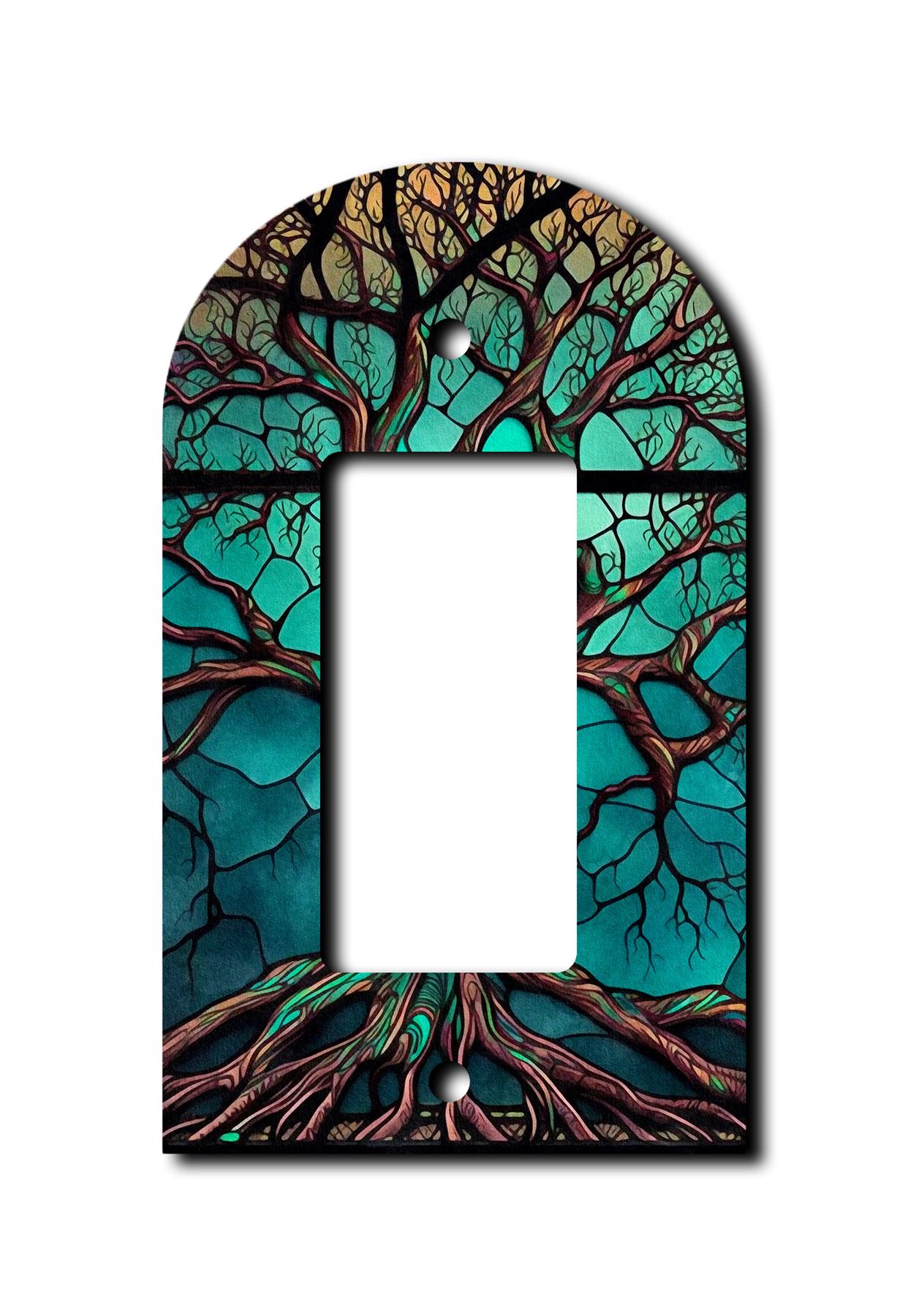 Placa de pared de árbol de aspecto de vitral interruptor paleta salida balancín cubierta placas de pared - Imagen 9 de 12