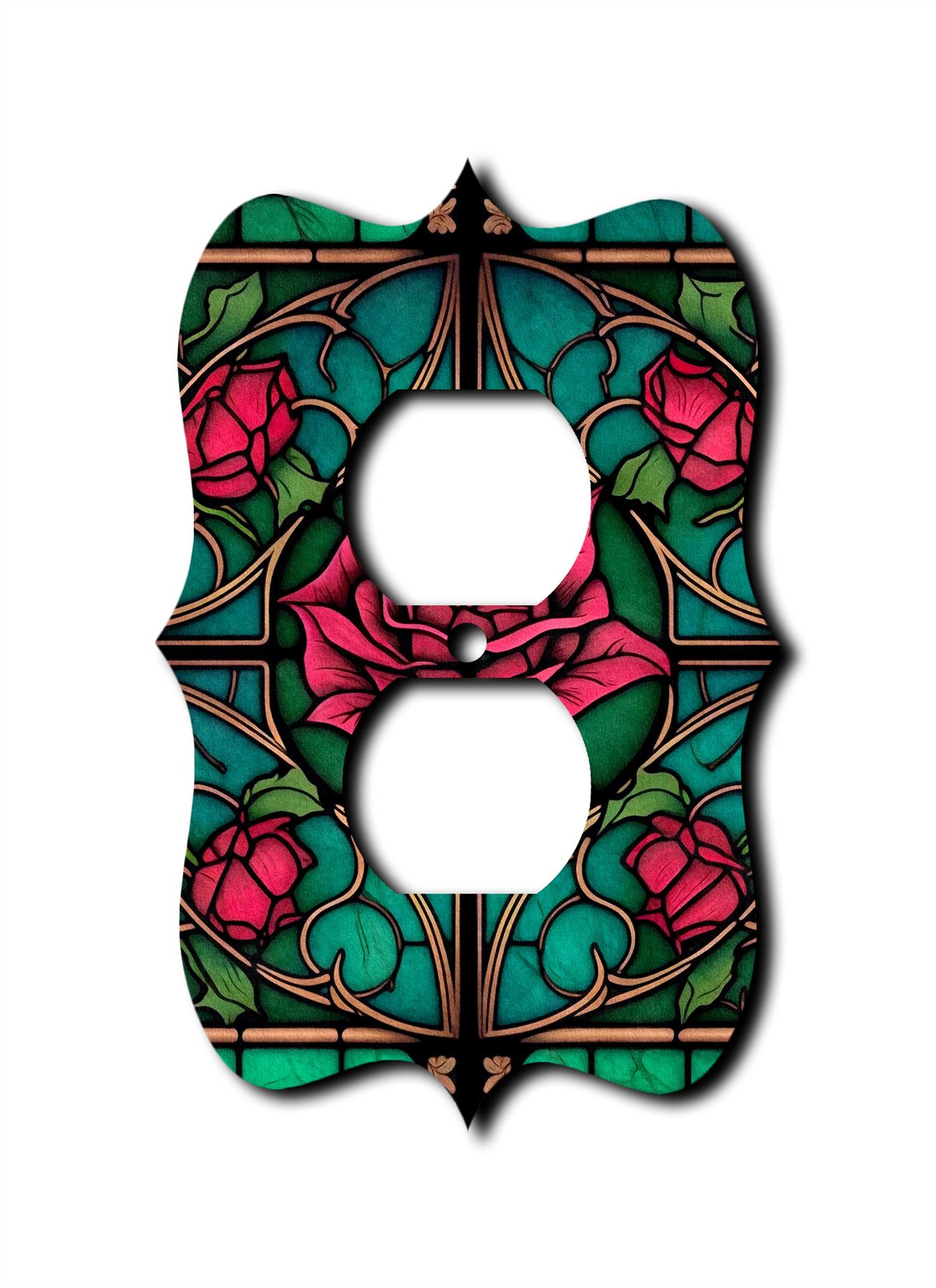 Stained Glass Look Rose Wall Plate Switch Paddle Outlet Rocker Cover Wallplates - Picture 8 of 12