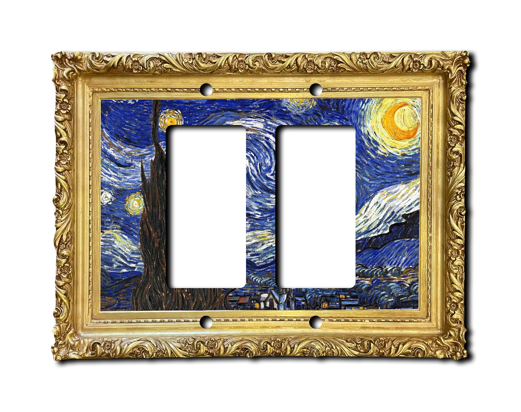Interruptor de placa de pared de pintura de noche estrellada placa de pared salida cubierta basculante 1 2 3 velocidades - Imagen 5 de 12