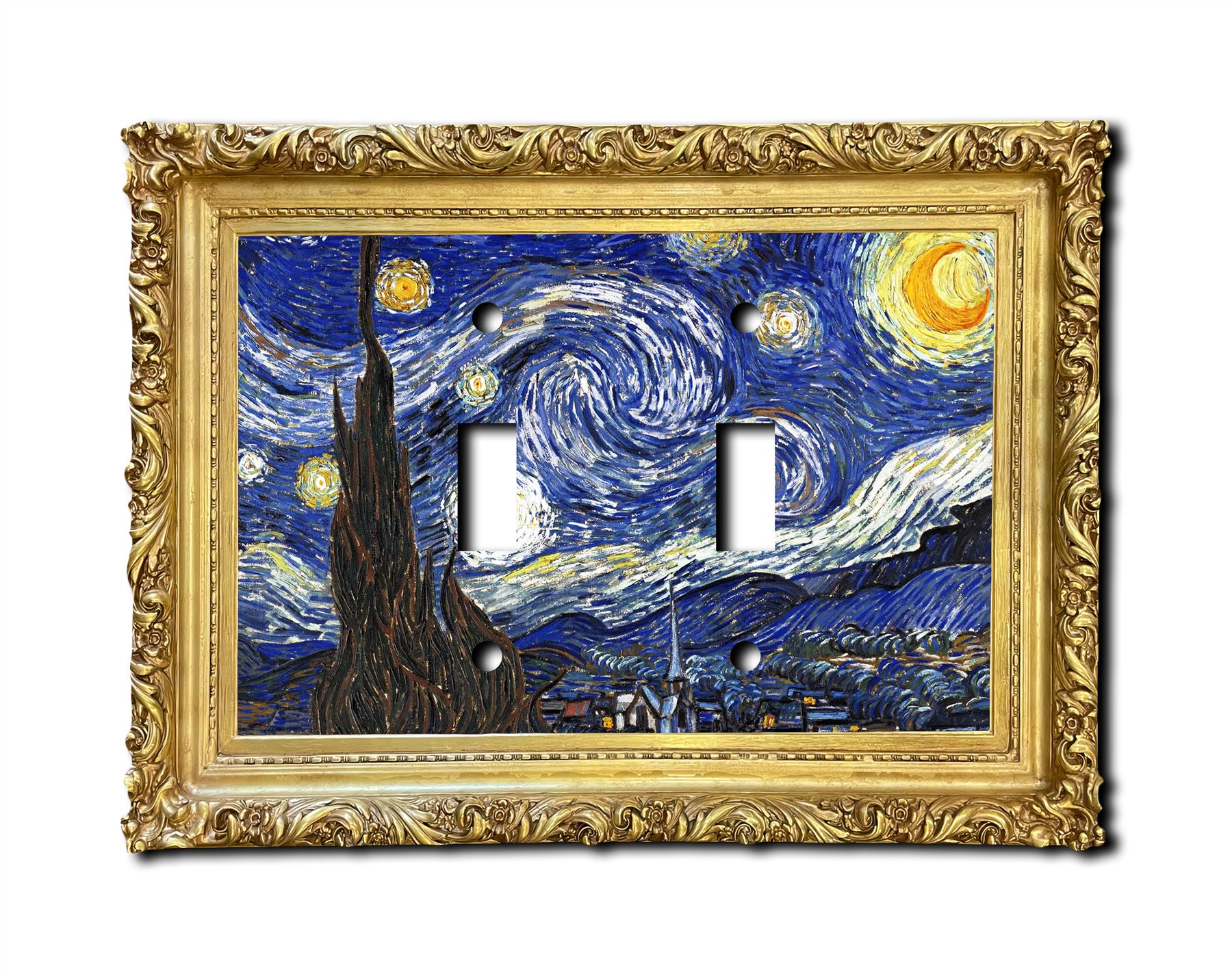 Interruptor de placa de pared de pintura de noche estrellada placa de pared salida cubierta basculante 1 2 3 velocidades - Imagen 3 de 12