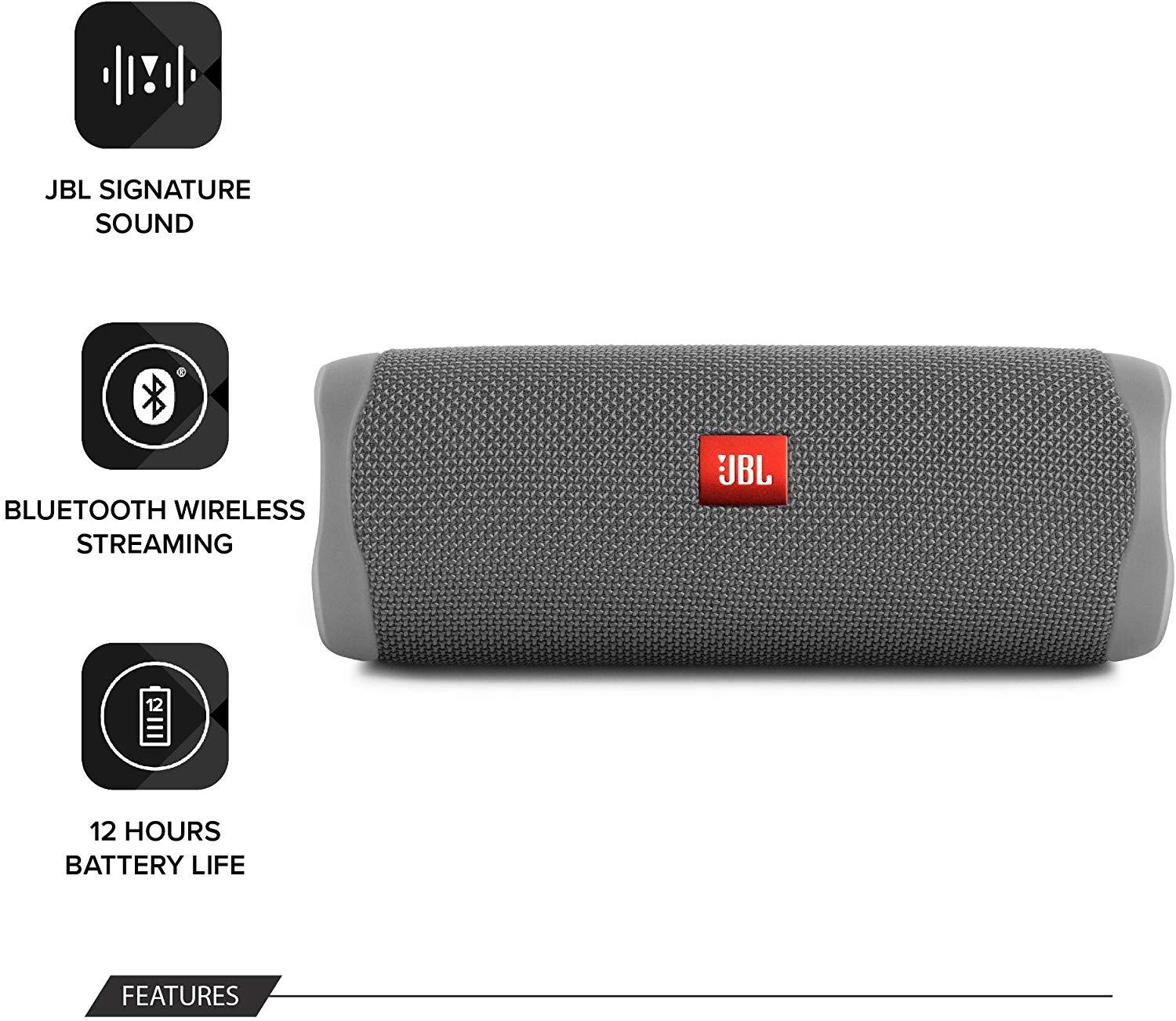 JBL Flip 5 Portable Waterproof Bluetooth PartyBoost Speaker Black