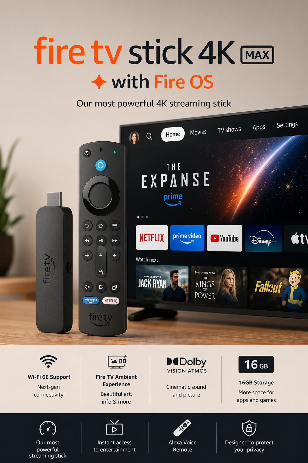 Amazon Fire TV Stick 4K Max Gen 2 | Streaming Device | Wi-Fi 6