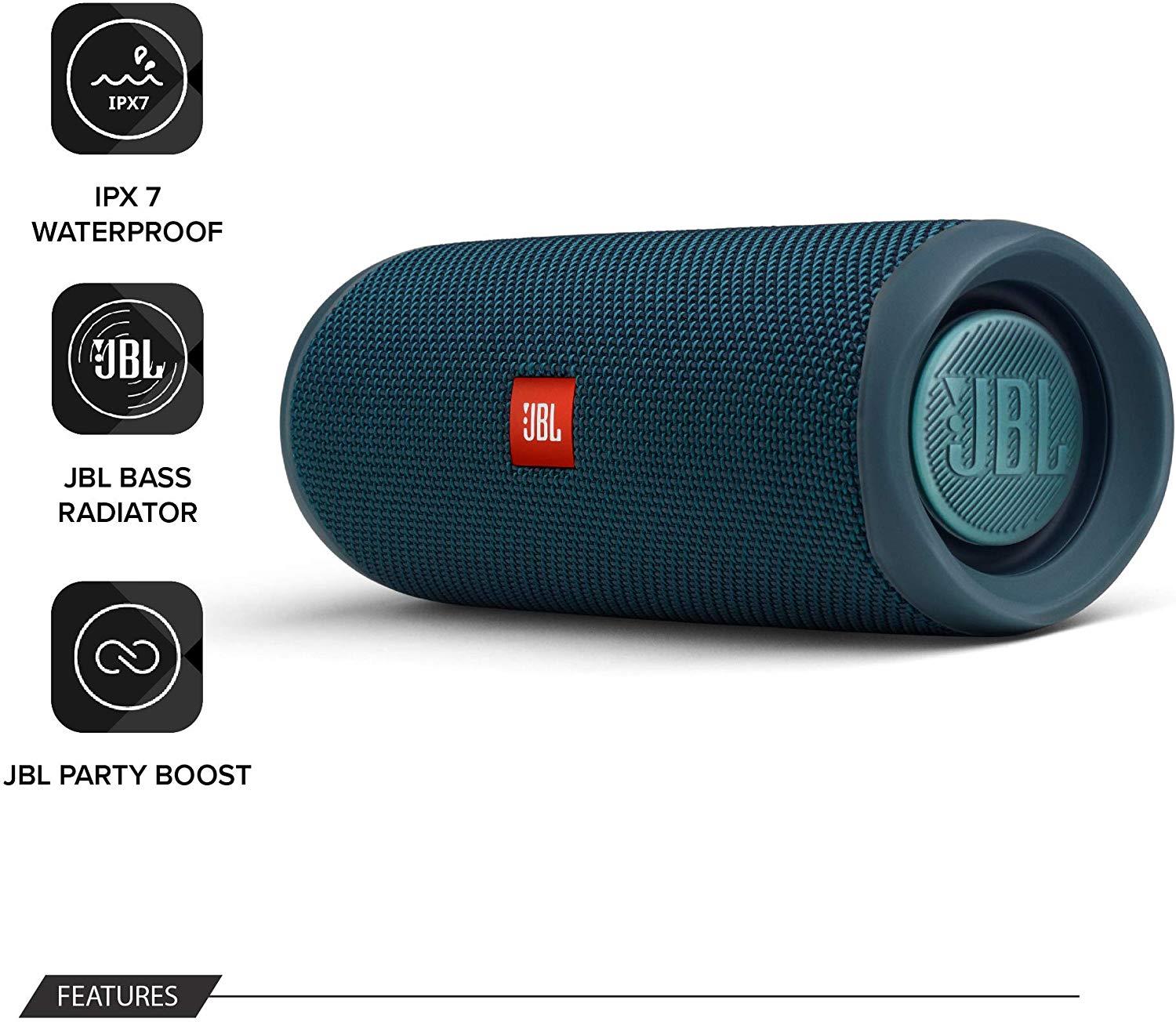 JBL Flip 5 Portable Waterproof Bluetooth PartyBoost Speaker Black