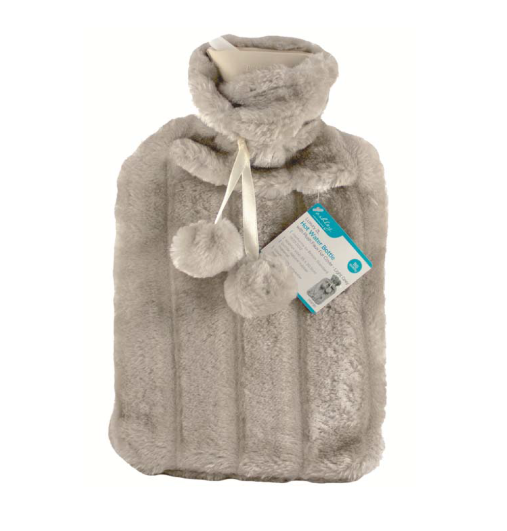 2L Wärmflasche mit weichem Fellbezug Naturkautschuk Winter warm tolles Geschenk - Bild 4 von 5