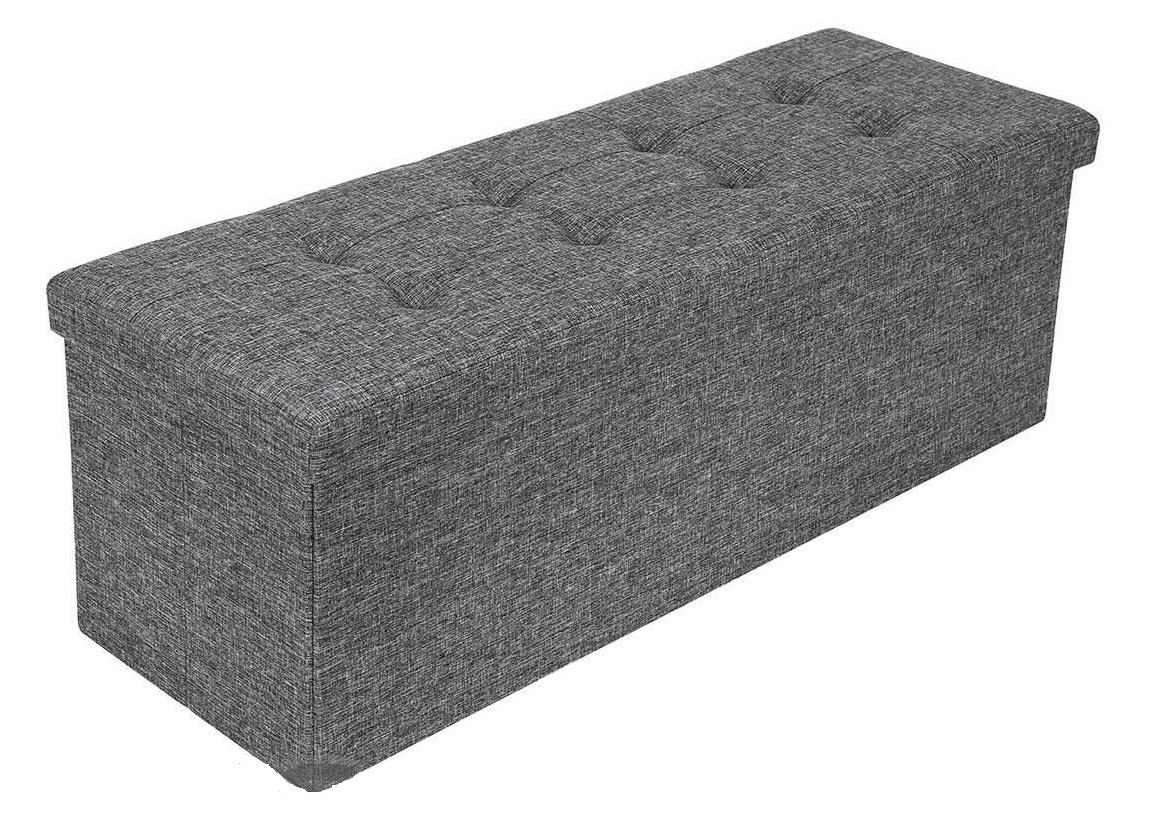 Caja de almacenamiento otomana plegable puf asiento taburete hogar silla pie taburete banco LINO - Imagen 5 de 6