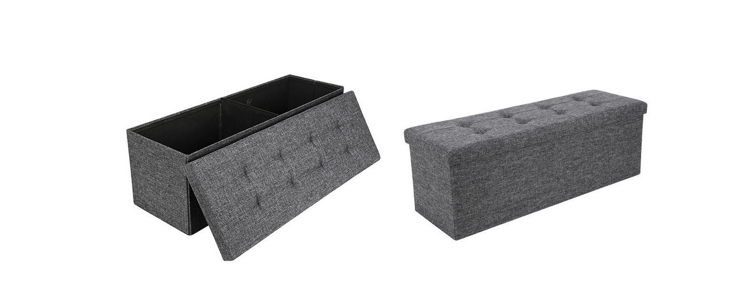Caja de almacenamiento otomana plegable puf asiento taburete hogar silla pie taburete banco LINO - Imagen 6 de 6