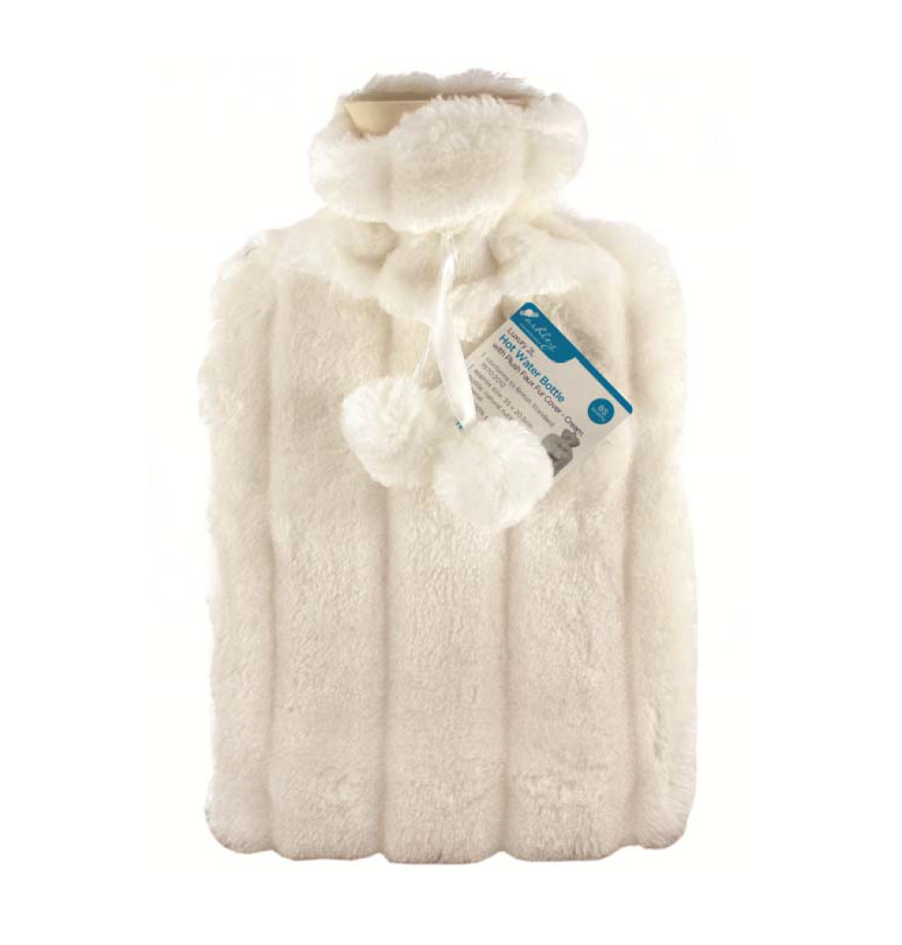 2L Wärmflasche mit weichem Fellbezug Naturkautschuk Winter warm tolles Geschenk - Bild 2 von 5