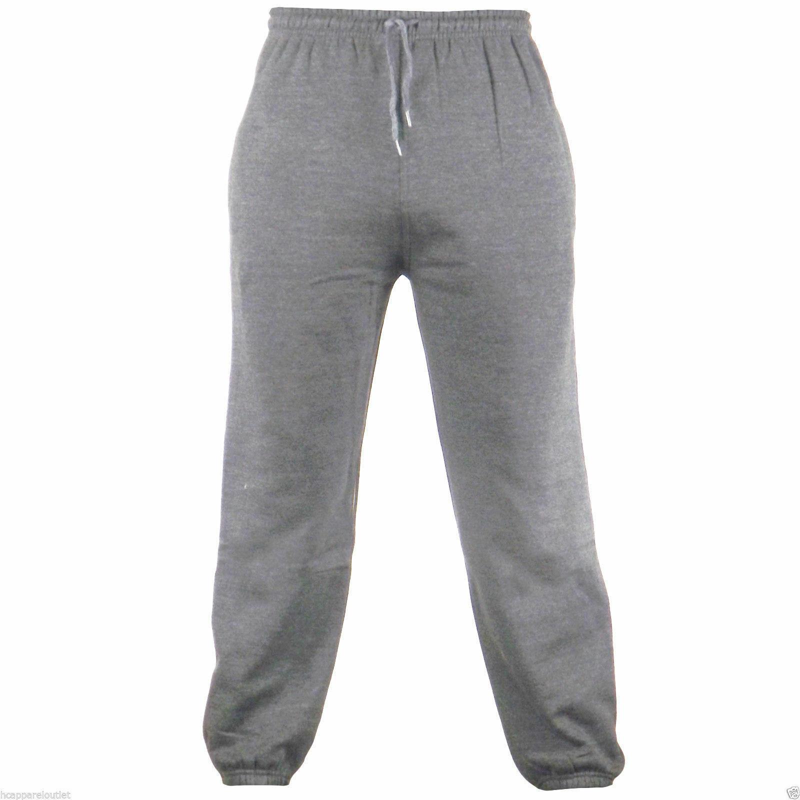 MEN'S FLEECE JOGGERS JOGGING TRACKSUIT BOTTOMS ELASTICATED CUFFED ...