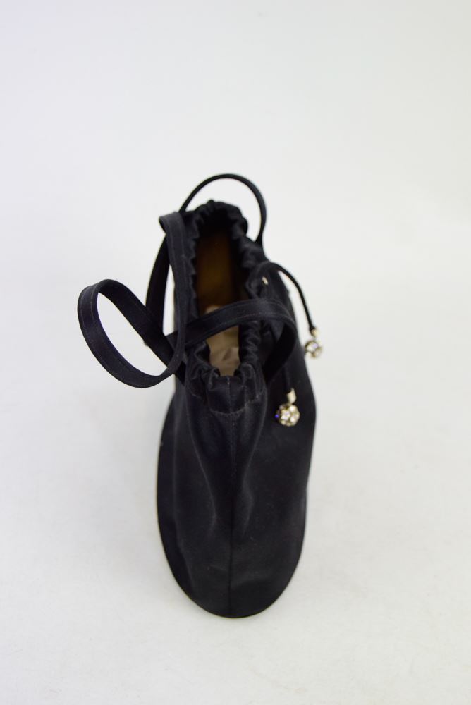 ANYA HINDMARCH Black Satin Drawstring Bag, 6" X 8.5" X 3 ...