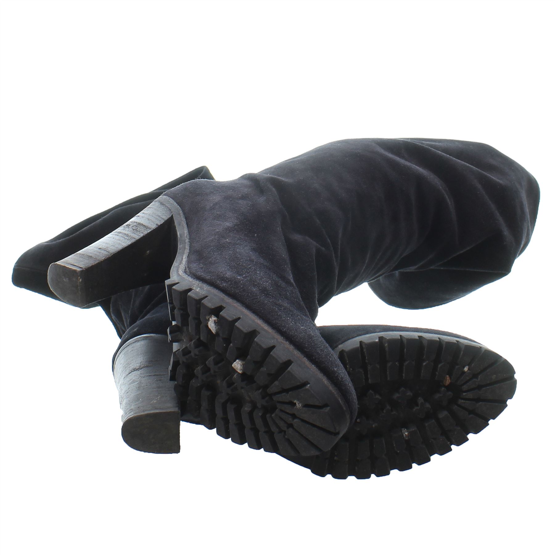 CHLOÉ Black Mid Calf Round Toe Suede High Heel Boots UK 5 CHLOÉ Black Mid Calf Round Toe Suede High Heel Boots UK 5