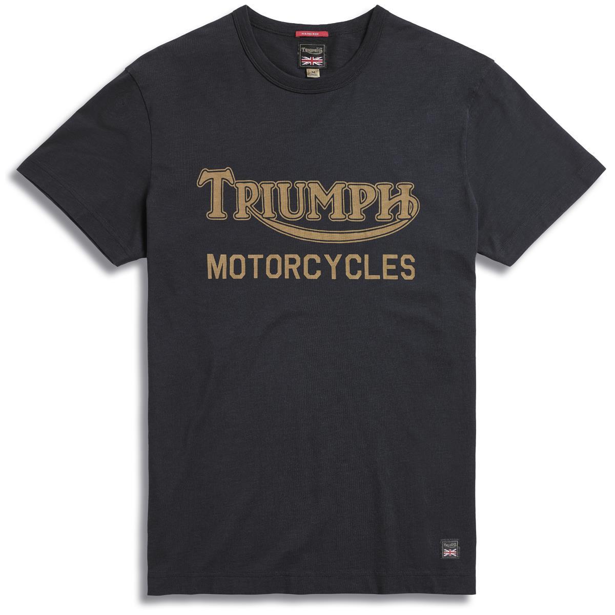 Triumph Mens Barwell Tee Shirt Blue Indigo Black Silver Gold Medium Large XL XXL - Picture 25 of 40
