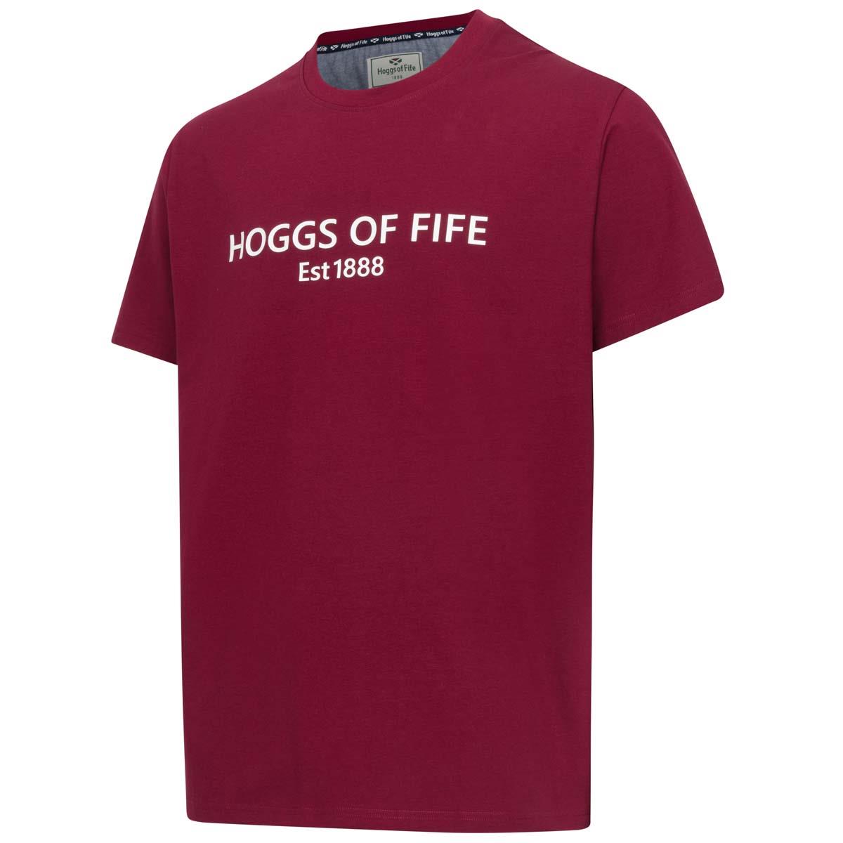 Hoggs Of Fife Mens Canonbie Printed T Shirt Burgundy Navy Blue Sizes XS To 3XL