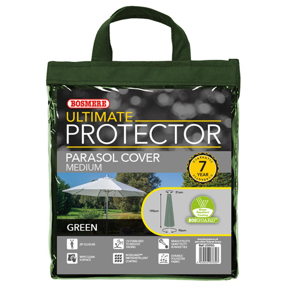 Bosmere Ultimate Protector Medium Parasol Cover and Zip Green Charcoal - Picture 5 of 5