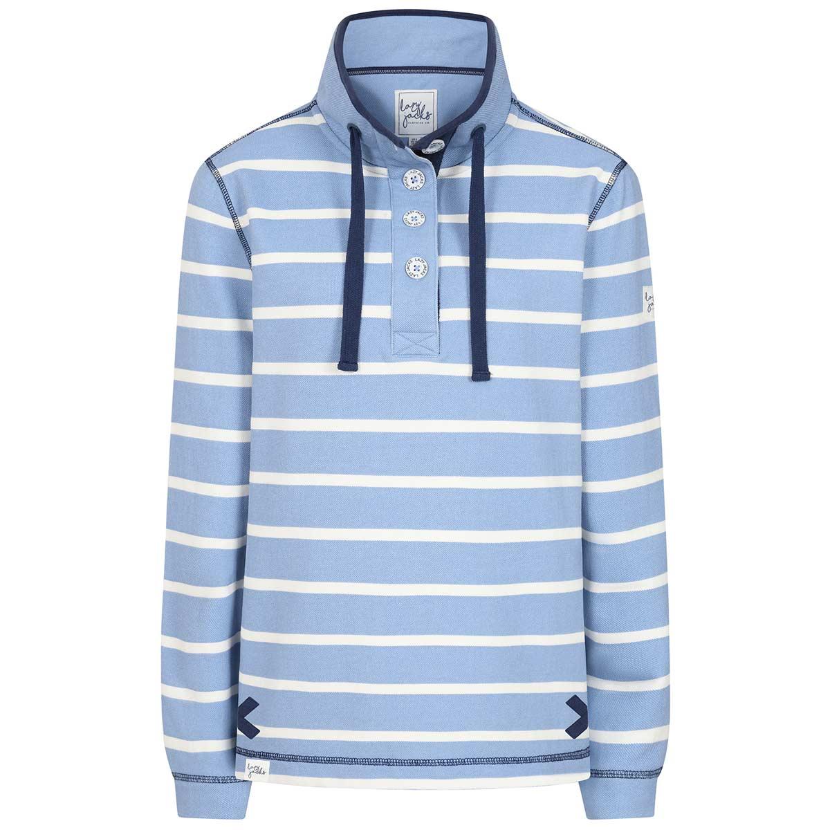 Lazy Jacks Womens LJ301S Pique Stripe Button Neck Sweatshirt Sizes UK8 To UK20 - Picture 19 of 30