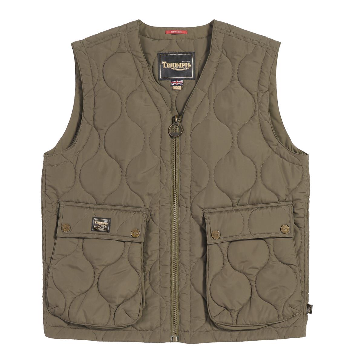 Triumph Mens Ontario Vest Gilet Waistcoat Khaki Green Size Medium Large XL XXL - Picture 13 of 13