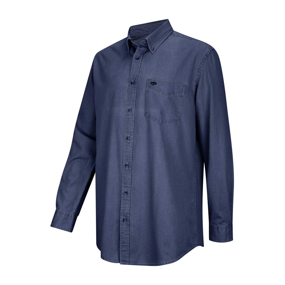 Hoggs of Fife Mens Archerfield Denim Shirt Mid Wash Blue Sizes Small To XXL