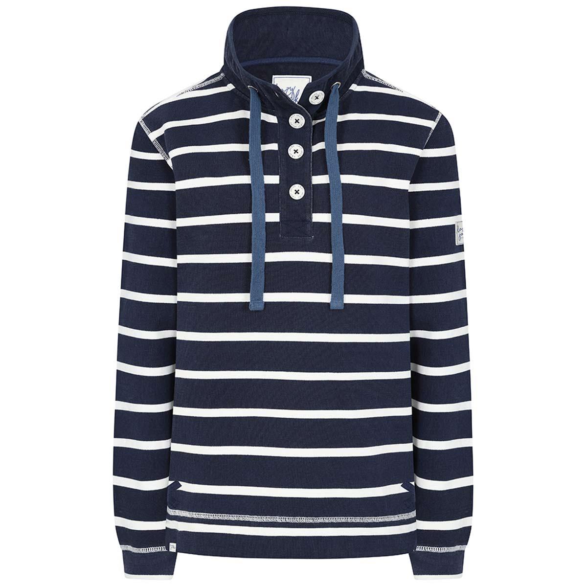 Lazy Jacks Womens LJ301S Pique Stripe Button Neck Sweatshirt Sizes UK8 To UK20 - Picture 13 of 30