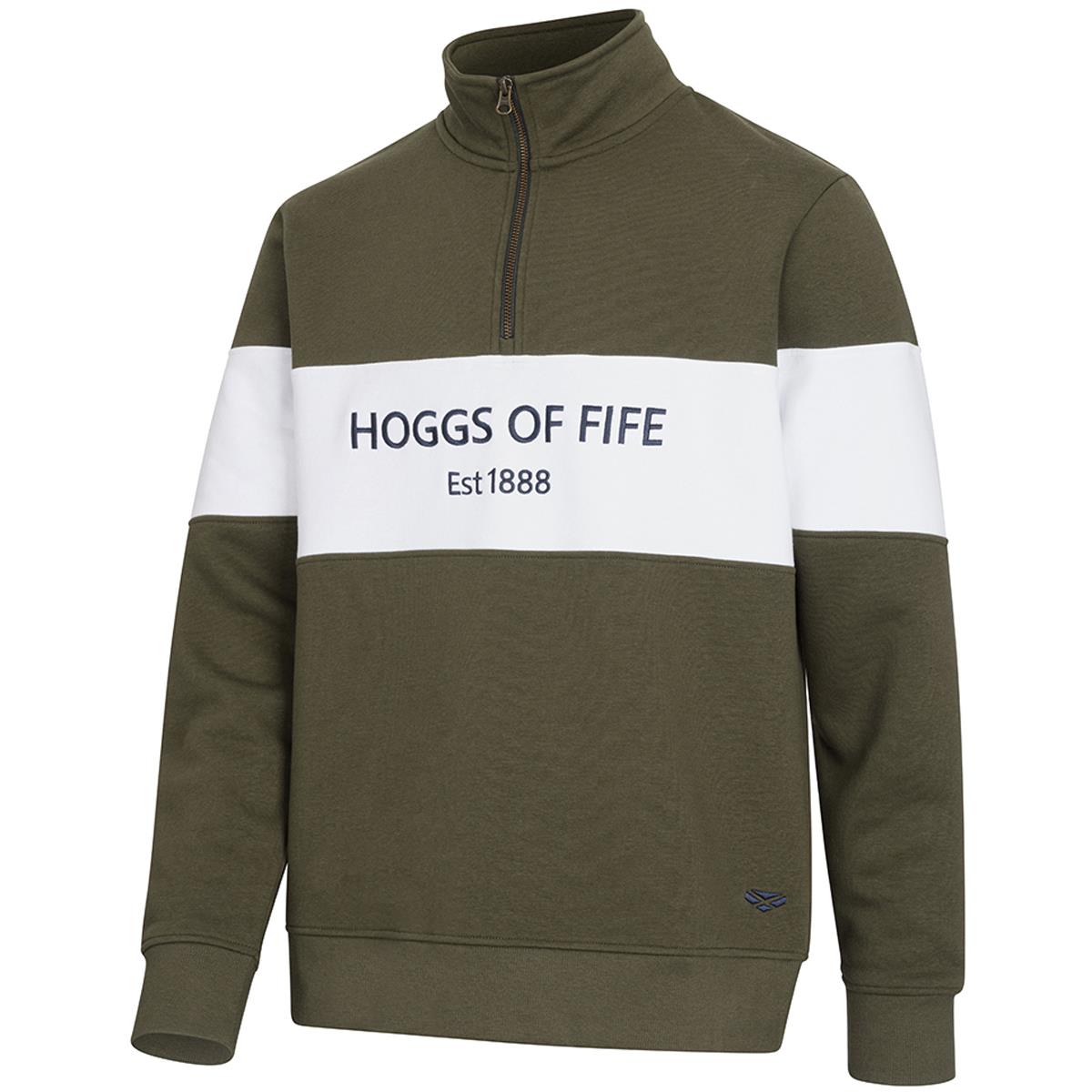 Hoggs Of Fife Dumfries 1888 Gents Quarter Zip Sweatshirt Navy Green Small To 3XL