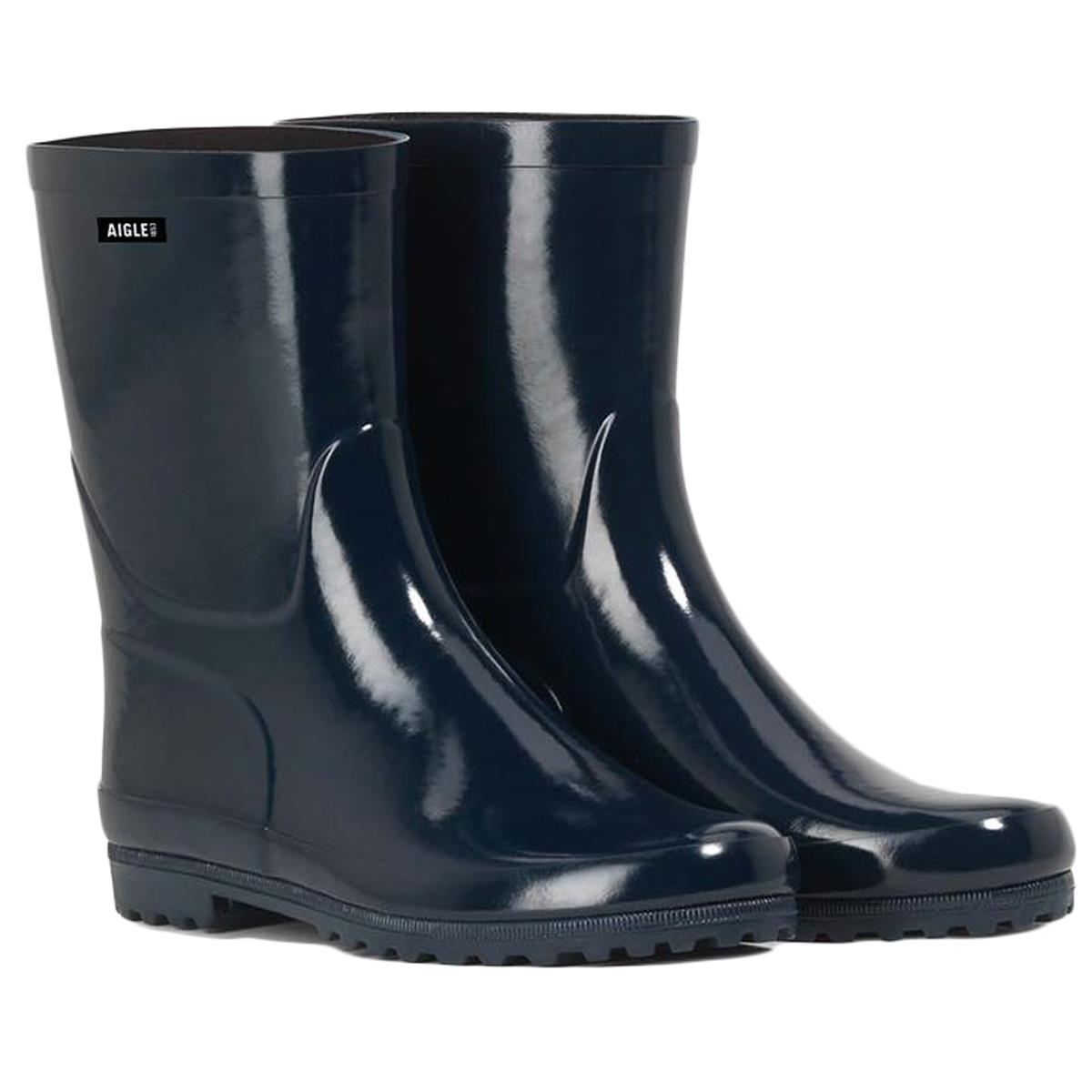 Aigle Eliosa Bottil Wellington Boots Marine Navy Noir Black Size 4 To 7.5 - Picture 9 of 15