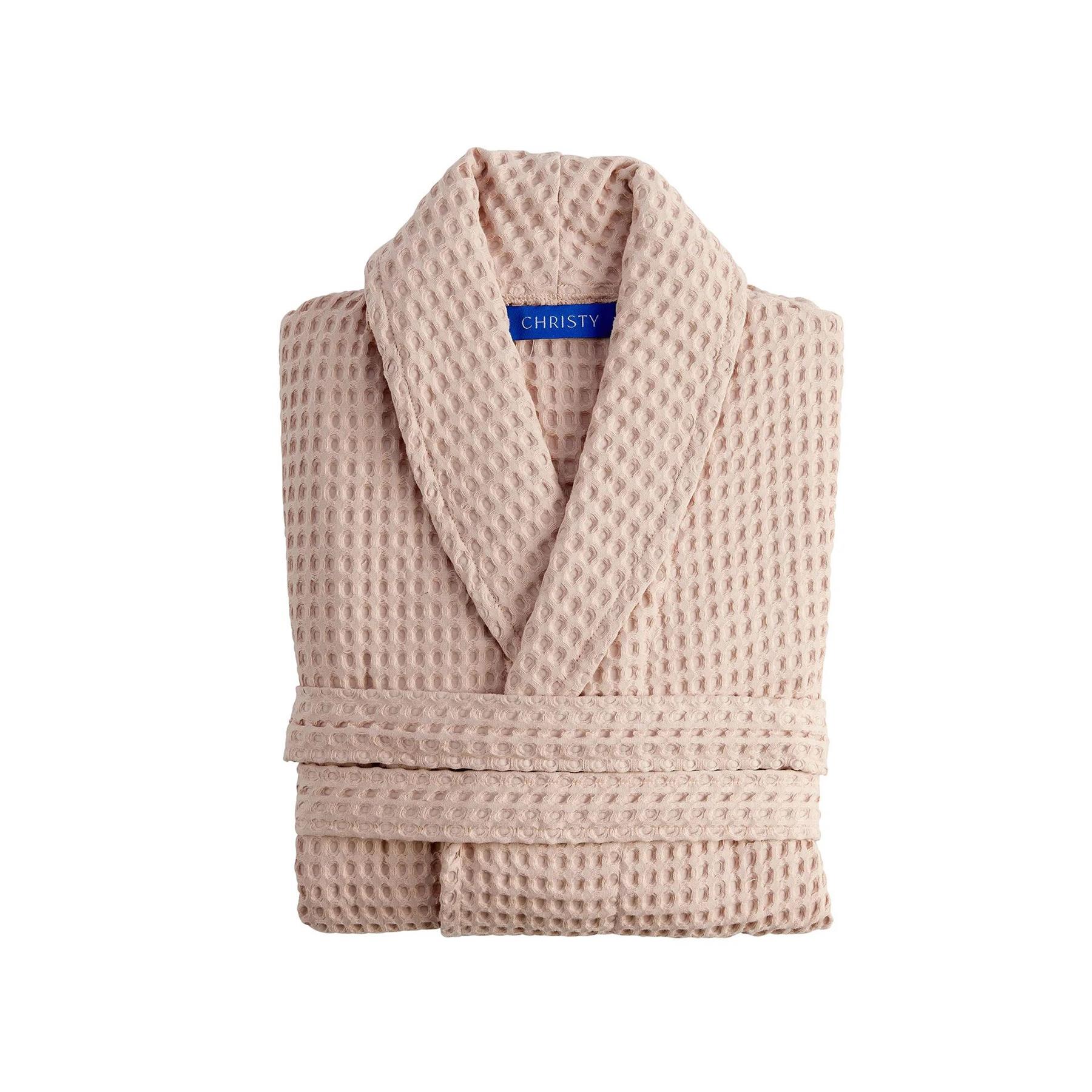 Christy Ladies Waffle Robe White Blush Pink Dove Grey Sizes Small To Extra Large - Picture 7 of 7