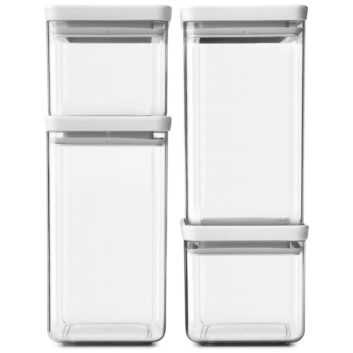 Brabantia Set of 4 Tasty+ Stackable Square Canisters Dark or Light Grey 122422 - Picture 6 of 6