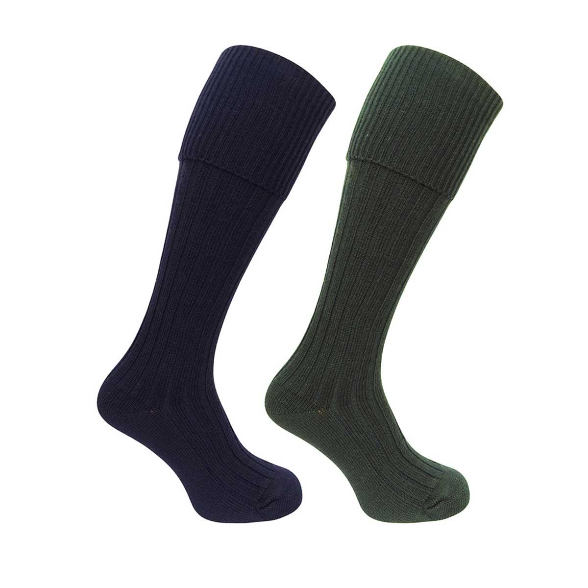 Hoggs Of Fife Mens 1902 Plain Turnover Top Stockings Twin Pack UK7 To UK13