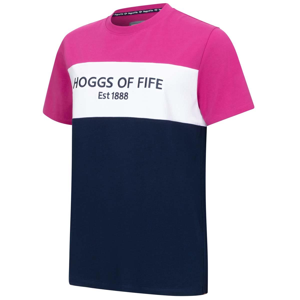 Hoggs Of Fife Women Darcie Colour Block T Shirt Berry navy White Sizes XS To XXL