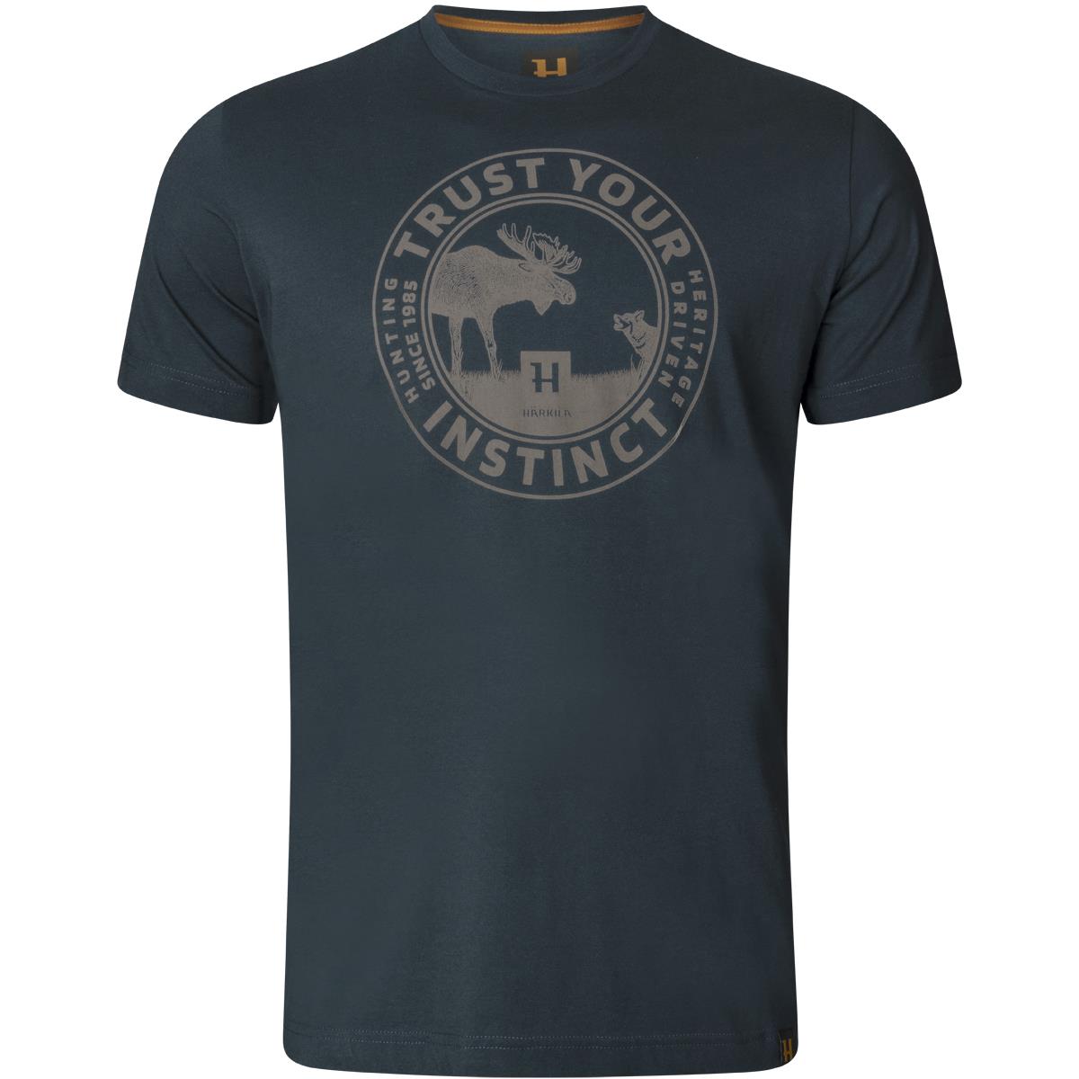 Harkila Mens Moose Short Sleeve Cotton T Shirt Dark Navy Sizes Small To 3XL - Picture 4 of 9