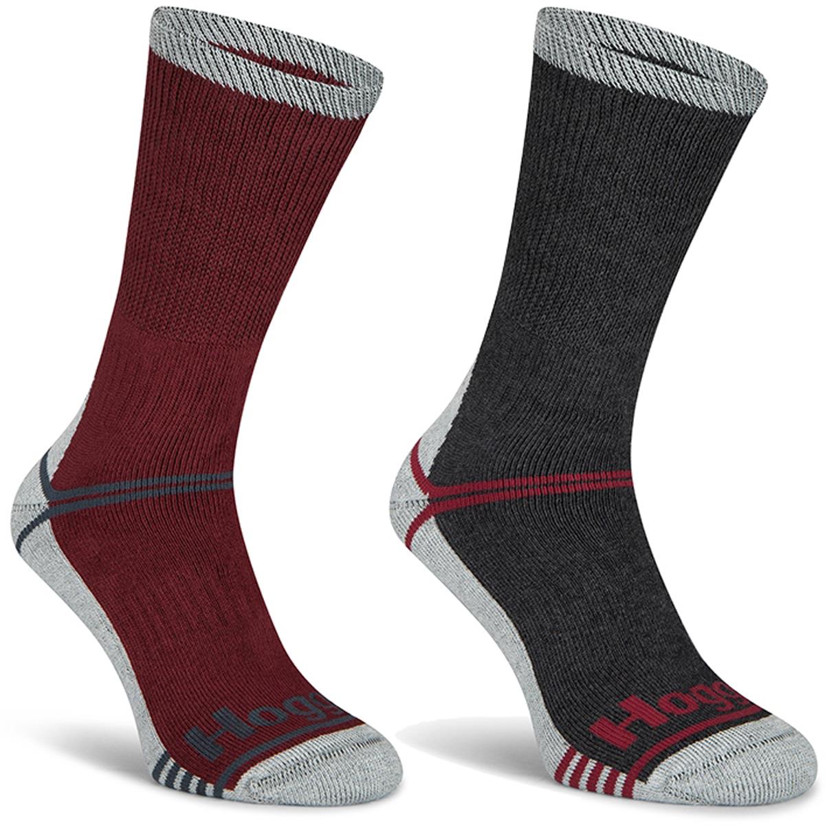 Hoggs Of Fife Mens Ladies Field & Outdoor Coolmax Socks Twin Pack Burgundy Green - Picture 3 of 8