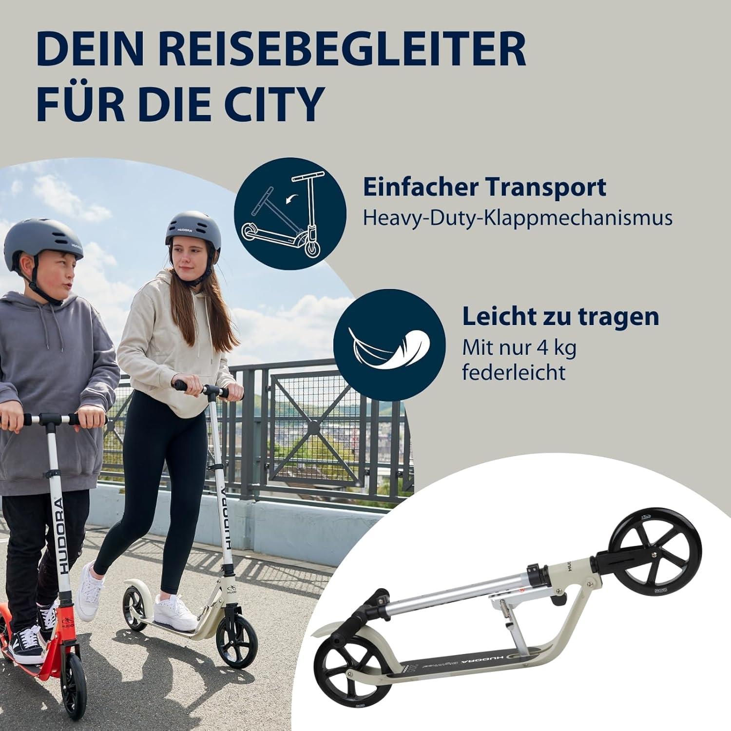 Aluminium-Roller HUDORA BigWheel Pure Scooter zusammenklappbarer Cityroller - Produktbild 2