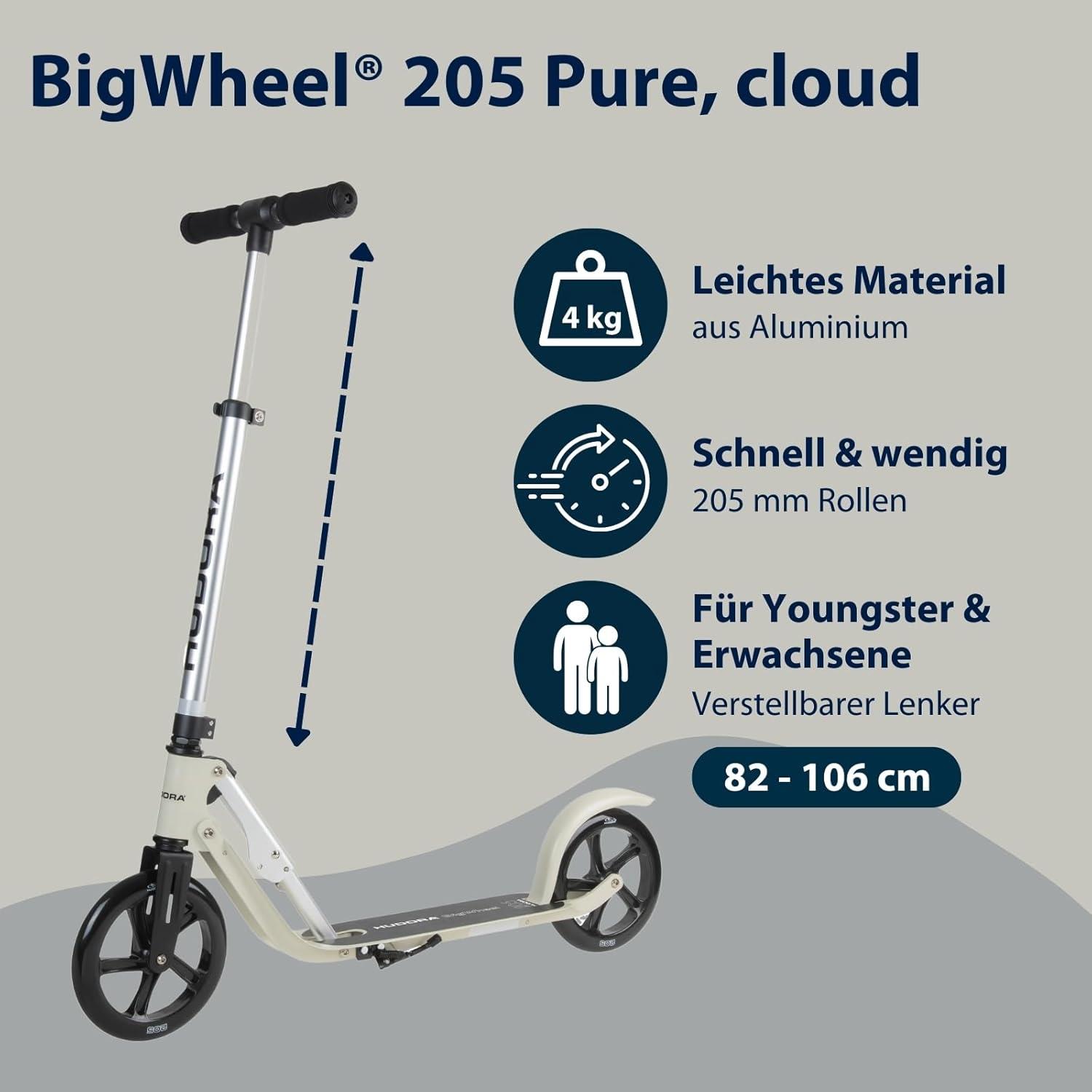 Aluminium-Roller HUDORA BigWheel Pure Scooter zusammenklappbarer Cityroller - Produktbild 1