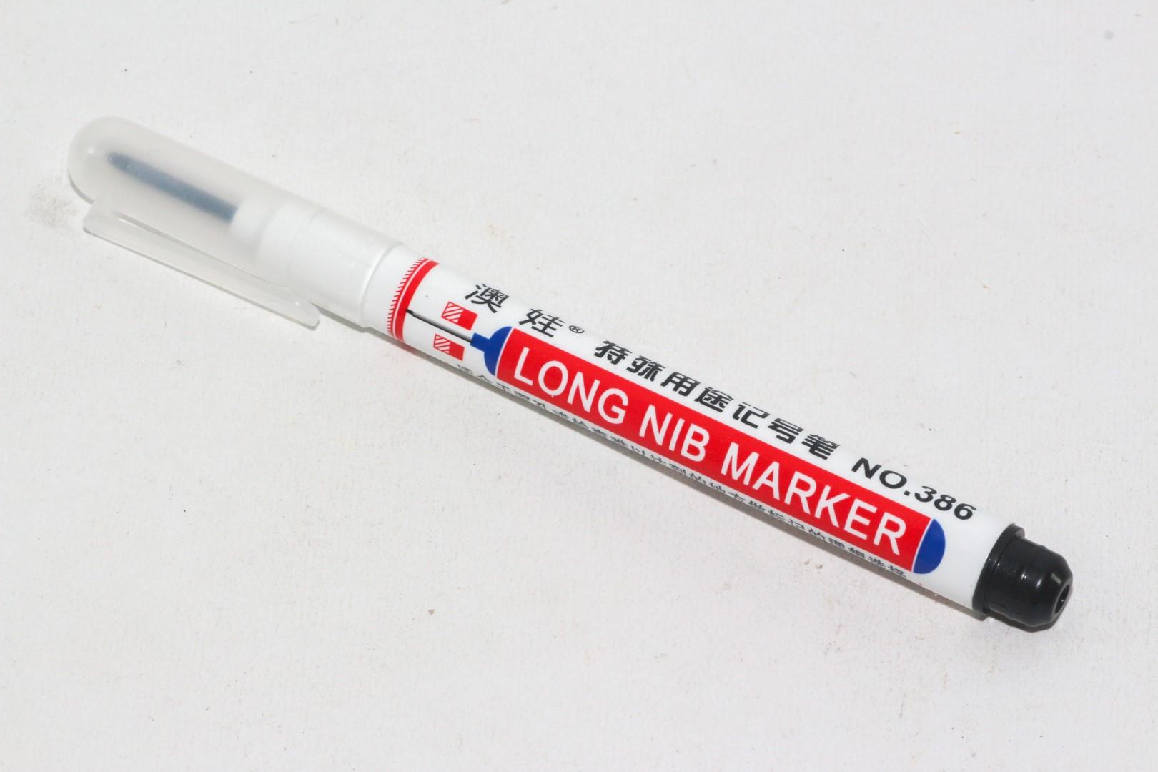 Long Nib Marker Permanent Ink Waterproof, Steel Tip, Metal, Wood, Plastic, Paper
